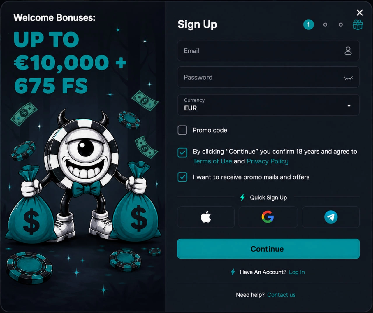 inkybet casino sign up